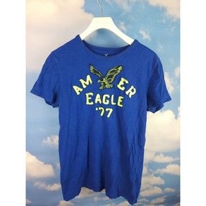 American Eagle Outfitters Large Logo Blue T-Shirt Size Small